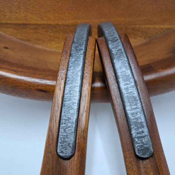 Nambe Neil Cohen Anvil 16" Wood & Metal Salad Bowl Set w/ Servers Model MT0350 - Picture 3 of 6